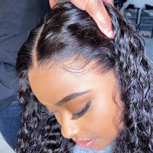 ELVA Curly 13X6 HD Lace Frontal Wig  Invisible Single Byebye Knots Lace Front Wigs Human Hair 100% Real HD Lace Frontal Wig（JG06)