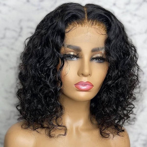 Elva hair 13x4 Glueless Lace Closure Short Water Wave Wig | Real HD Lace(H7)