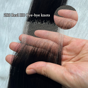 ELVA Single Mini knots 2X6HD Lace Closure Body Wave and Straight HD Lace Closures Only Human Hair Closure Pre Plucked(F11)
