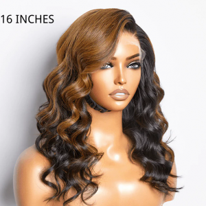 ELVA Single Byebye Knots Blonde Highlight Wave Ear-to-ear Glueless 13x6 Frontal HD Lace Wig Pre-Cut Lace （w227)