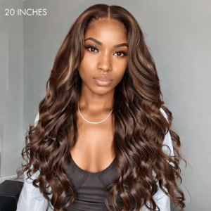 ELVA Single Byebye Knots Blonde Highlight Body Wave Wave Ear-to-ear Glueless 13x4 Frontal HD Lace Wig Pre-Cut Lace （w242）