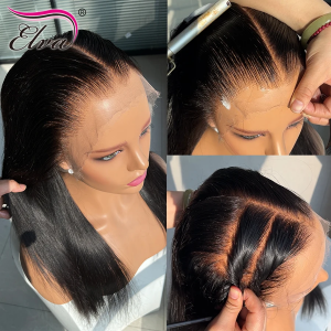ELVA 13X6 HD Lace Frontal Wig Straight Invisible Single Byebye Knots Lace Front Wigs Human Hair 100% Real HD Lace Frontal Wig（JG03)