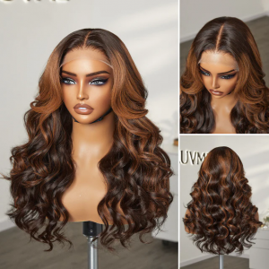 ELVA Single Byebye Knots Blonde Highlight Body Wave Ear-to-ear Glueless 13x4 Frontal HD Lace Wig Pre-Cut Lace （w252）