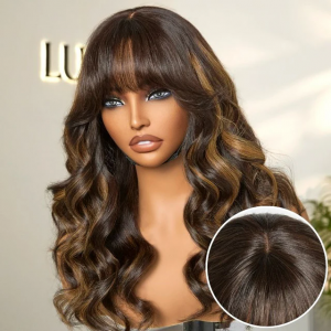 ELVA Single Byebye Knots Blonde Highlight Loose Wave Ear-to-ear Glueless 13x4 Frontal HD Lace Wig Pre-Cut Lace ï¼w233ï¼