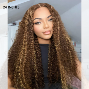 ELVA Single Byebye Knots Blonde Highlight Curly Ear-to-ear Glueless 13x6 Frontal HD Lace Wig  ï¼w226)