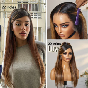 ELVA Single Byebye Knots Blonde Highlight Straight Ear-to-ear Glueless 13x4 Frontal HD Lace Wig Pre-Cut Lace （w231）