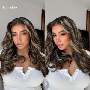 ELVA Single Byebye Knots Blonde Highlight Wave Ear-to-ear Glueless 13x6 Frontal HD Lace Wig Pre-Cut Lace （w229)