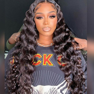 13x4 Deep wave Raw Cambodian Lace Front Wigs Pre Plucked Human Hair Breathable Lace (x104)