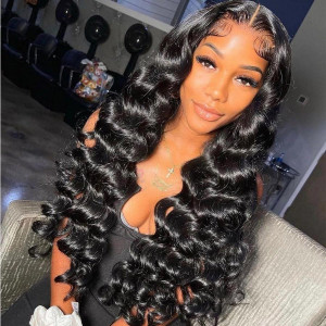 13x4 Deep wave Raw Cambodian Lace Front Wigs Pre Plucked Human Hair Breathable Lace (x105)