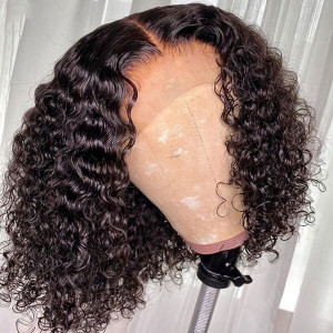 Elva Hair Human Hair Wig Curly Brazilian Hair Short Straight Bob Wigs Pre Plucked Hairline With Baby Hair 150% Density No Track Full Lace Wig (w707） 