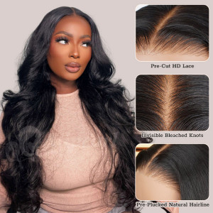 Elva hair Brazilian Wave 6x6 HD Lace Closure Wig Real HD Lace Human Hair Wigs(w06)