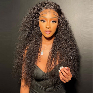 Perfect Curly Glueless Brazilian Virgin Human Hair 13x6 Lace Wigs Pre Plucked Hairline With Baby Hair (w902)
