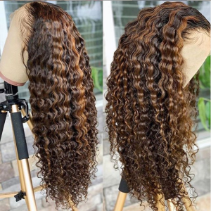 Every Girl Need Try This Wig, Never Go Wrong! Highlight Curly Virgin Human Hair 13x6 Lace Front Wig Pre Plucked (w402)