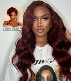 ELVA Single Byebye Knots Reddish Brown Wigs  5X5 HD Lace Frontal Wig Brazilian Wave Lace Front Wigs Human Hair 100% Real HD Lace Frontal Wigï¼w206)