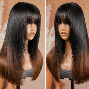 ELVA Highlights Brazilian Straight 13X6 13X4 HD Lace Frontal Wig Lace Front Wigs Human Hair 100% Real HD Lace Frontal Wig（w119)