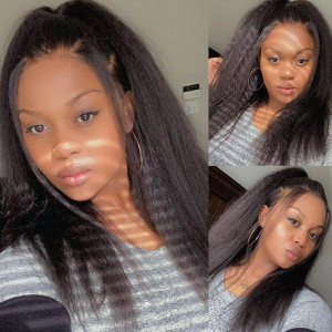 Are You A Fan Of Kinky Straight Hair? Buy Now, Pay Later! Virgin Human Hair 13x6 Lace Front Wigs Pre Plucked(w729)