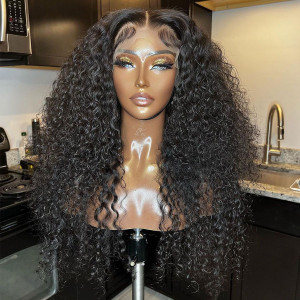 Brazilian Virgin Human Hair Curly Glueless 13x6 Lace Wigs Pre Plucked Hairline With Baby Hair (w881)