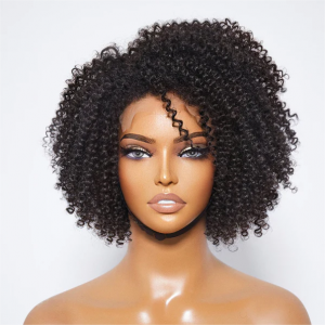 Only for Member 4C Edges | Kinky Edges Jerry Curly Wigs!!! Elva hair 13x6  Lace front Glueless Side Part Short Wig 100% Human Hair (G01)