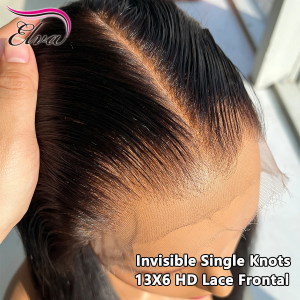 ELVA 13X4 HD Lace Frontal Wig Straight Invisible Single Byebye Knots Lace Front Wigs Human Hair 100% Real HD Lace Frontal Wig（JG02)