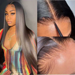 Undetectable Invisible 5x5 HD Lace Closure Wigs Brazilian Straight Virgin Human Hair (H23)
