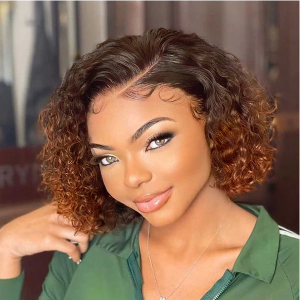 Only for Member trendy Mix Brown Curly Wigs!!! Elva hair 13x6 human Lace Front Wigs 150 density Pre Plucked (z33)