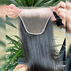 ELVA Straight Real HD Closure 7x5 Closure only Melt Skin Pre Plucked invisible HD 100% Raw Human Hair(F2)