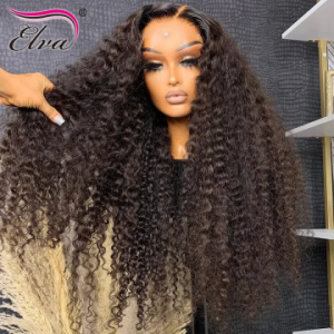 Elva hair Brazilian Burmese Curly 13x6 HD Lace Closure Wig Real HD Lace Human Hair Wigs(B06)