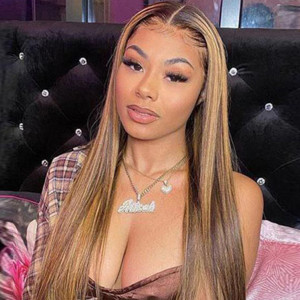 ELVA Highlights Brazilian Straight 13X6 13X4 HD Lace Frontal Wig Lace Front Wigs Human Hair 100% Real HD Lace Frontal Wig（w116)