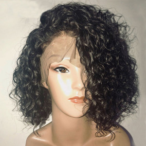 Glueless 13x6 Lace Bob Wigs Water Wave Virgin Human Hair Pre Plucked Hairline (037)