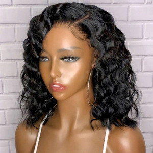 Glueless 13x6 Lace Bob Wigs Deep Wave Brazilian Virgin Human Hair Pre Plucked Hairline With Baby Hair (w433)