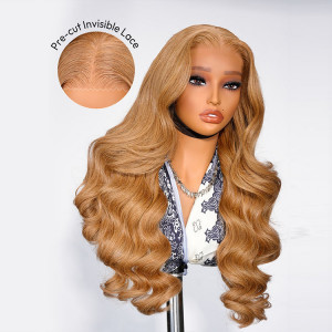 ELVA Single Knots 5x5 hd Lace Wig Light Chestnut Brown Glueless Wig Loose Body Transparent Ready To Go Colored Wig Human Hair（JC029)