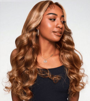 ELVA Single Byebye Knots Highlight  13X6 HD Lace Frontal Wig Brazilian Body Wave Lace Front Wigs Human Hair 100% Real HD Lace Frontal Wig（w209）