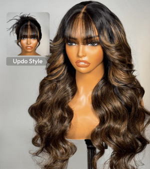 ELVA Single Byebye Knots Highlight  5X5 HD Lace Frontal Wig Brazilian Loose Wave Lace Front Wigs Human Hair 100% Real HD Lace Frontal Wig（w203)