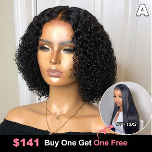 Buy one get 1 free wig !!! 10 Inch Virgin Human Hair 13*4 Frontal Wigs , Rush to buy !!!(E1)