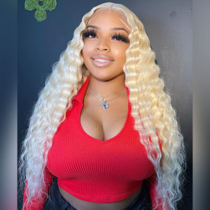 613 Blonde Virgin Human Hair 13x6 Lace Front Wigs Pre Plucked (w893)