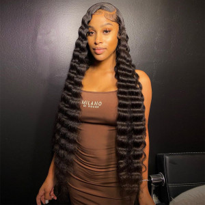 13x4 Deep wave Raw Cambodian Lace Front Wigs Pre Plucked Human Hair Breathable Lace (x119)