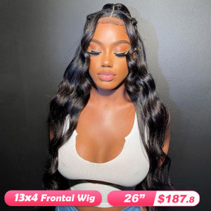 13x4 Body wave Raw Cambodian Lace Front Wigs Pre Plucked Human Hair Breathable Lace (x106)