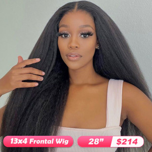 13x4 Yaki Straight Raw Cambodian Lace Front Wigs Pre Plucked Human Hair Breathable Lace (x129)