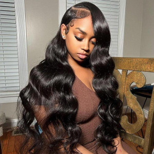 13x4 deep wave Cambodian Lace Front Wigs Pre Plucked Human Hair Breathable Lace (x122)