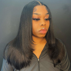 Prefect Straight Elva Hair 13X6 Lace Frontal Wigs Pre Plucked With Baby Hair Swiss Lace (Y77)
