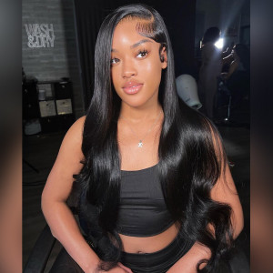 Brazilian Remy Hair 13X6 Lace Frontal Wigs With Baby Hair Pre Plucked Natural Hairline (w962)