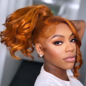 Elva Hair 360 Lace Frontal Human Hair Wigs Brazilian Orange Wave Hair With Baby Hair (w121)