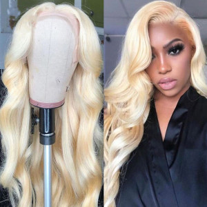 Elva Hair Pre Plucked 150% Brazilian Remy Hair 613 Blonde Body Wave 13x4 Lace Front Wigs With Baby Hair （w365）