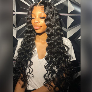 13x4 Deep wave Lace Front Wigs Pre Plucked Human Hair Breathable Lace (x115)