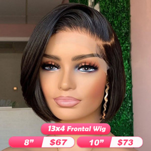 Quantity Limited! Flash Sale 13x4 Frontal Wigs Short Straight Human Hair Bob Wigs (w834)