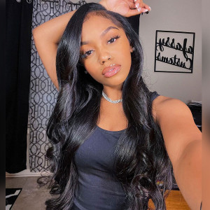 Elva Hair Brazilian Remy Hair 13X6 Lace Frontal Wigs Pre Plucked With Baby Hair Swiss Lace (w999)