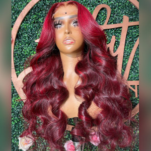 Elva Hair 13*6 Lace Front Wig Big Parting Space 99j Color  (w963)