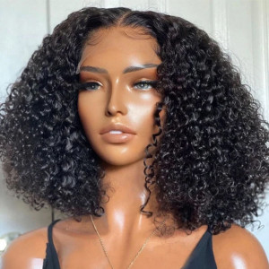 Only for Member Curly hair Wigs!!! Elva hair 13x6 Lace Glueless Short Wig 100% Human Hair (Y007)