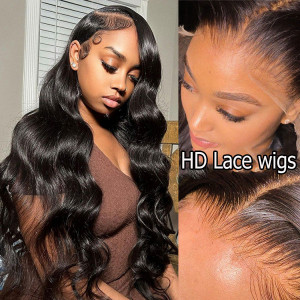 Wear and Go 13x6 HD Lace Closure Wigs Brazilian Body Wave Virgin Human Hair (R09)