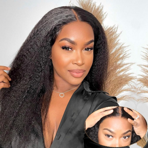 Wear and Go 5x5 HD Lace Closure Wigs Brazilian Kinky Straight Virgin Human Hair (H29)